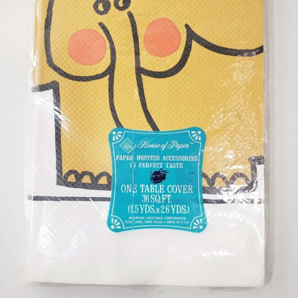 House of Paper Crepe Tablecloth 1.5yd Happy Birthday Elephant Paper Vintage MCM